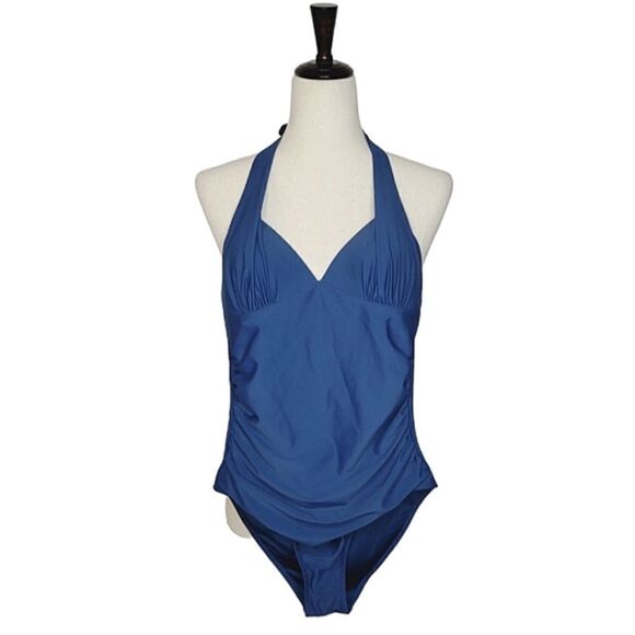 Cupshe Teal V-neck Tie Ruched One Piece Swimsuit Size S - Picture 1 of 5